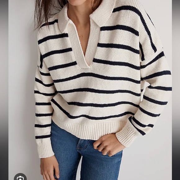 Dedham Polo Sweater in Stripe - Picture 3 of 10